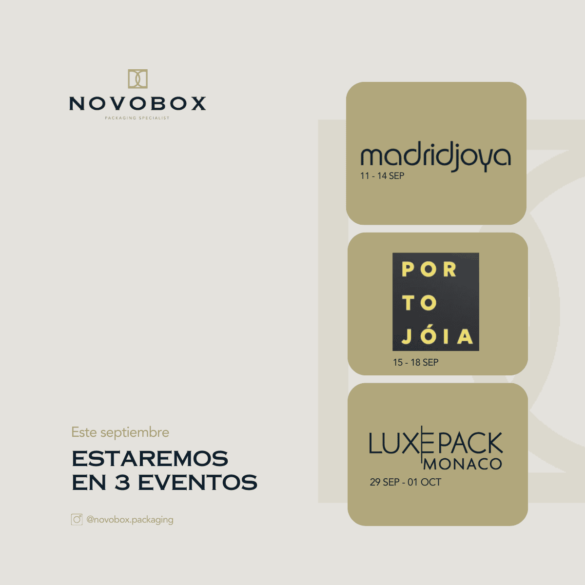 Estaremos en MadridJoya, PortoJoia y Luxe Pack Mónaco este septiembre