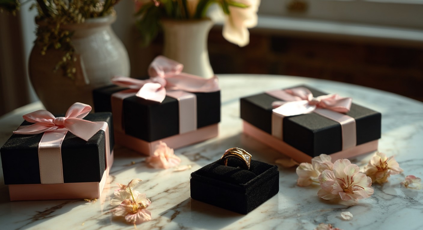 Cajas de joyería con lazo, listas para abrir: la emoción en cada etapa del unboxing
