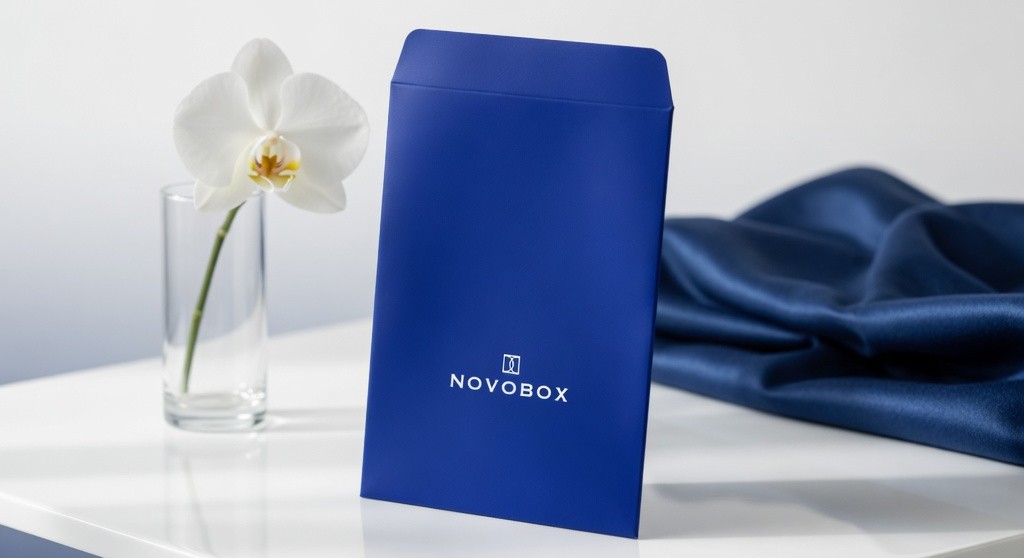Packaging de papel personalizado de NOVOBOX con una orquídea blanca